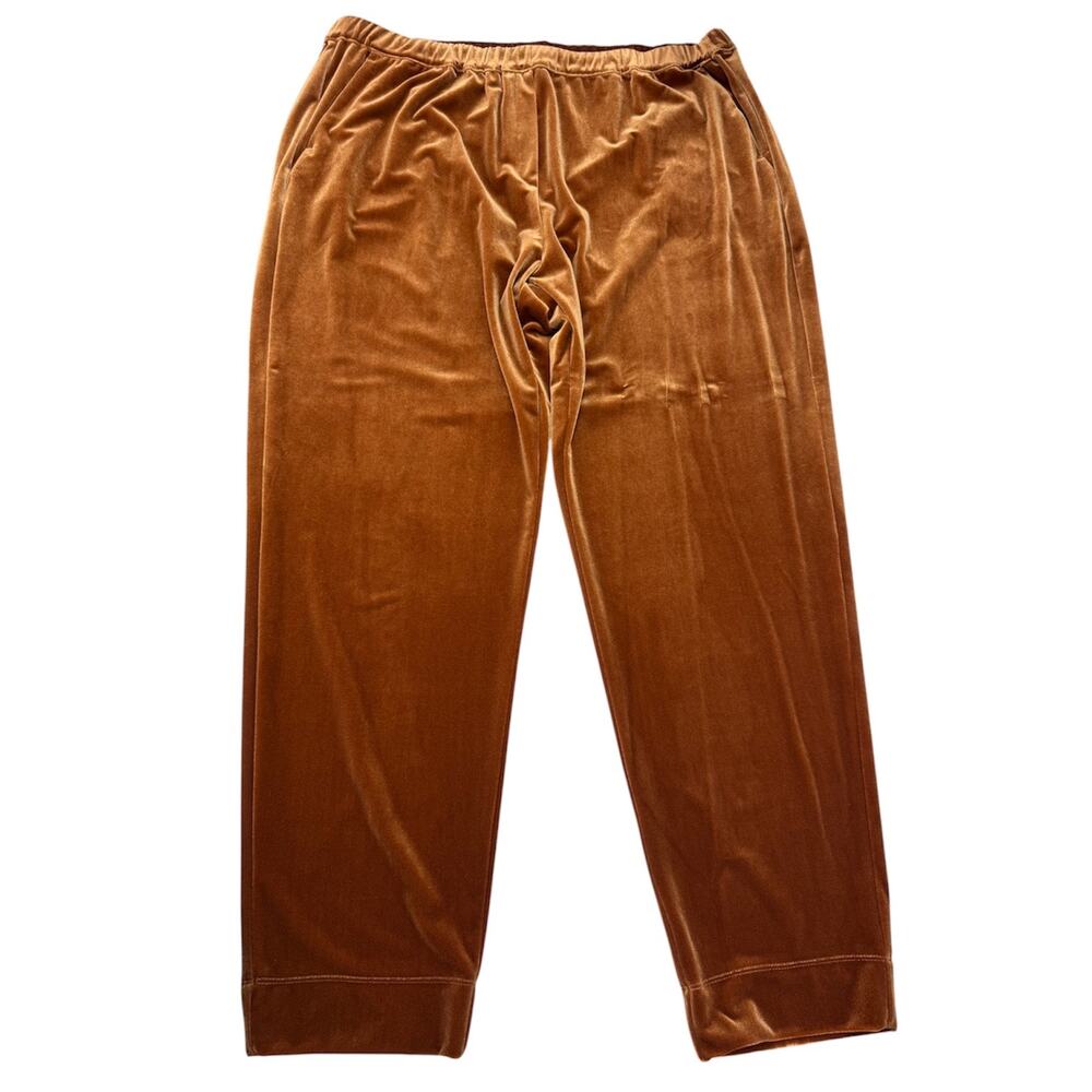 NWT Voyage by Marina Rinaldi Gold Velvet Jogger Pant Plus Size 22 Casual Comfort